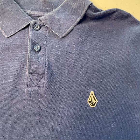 Volcom Blue Mens Medium Size Polo Shirt Top - Picture 2 of 5